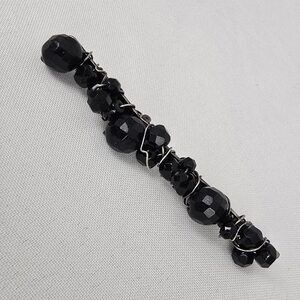 Black Faceted Beaded Bar Brooch